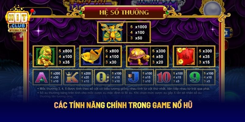 Các tính năng chính trong game nổ hũ