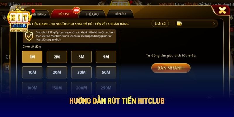 Hướng dẫn rút tiền HITCLUB